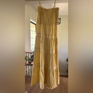 Size L American Threads brand yellow w/white stripes maxi dress.